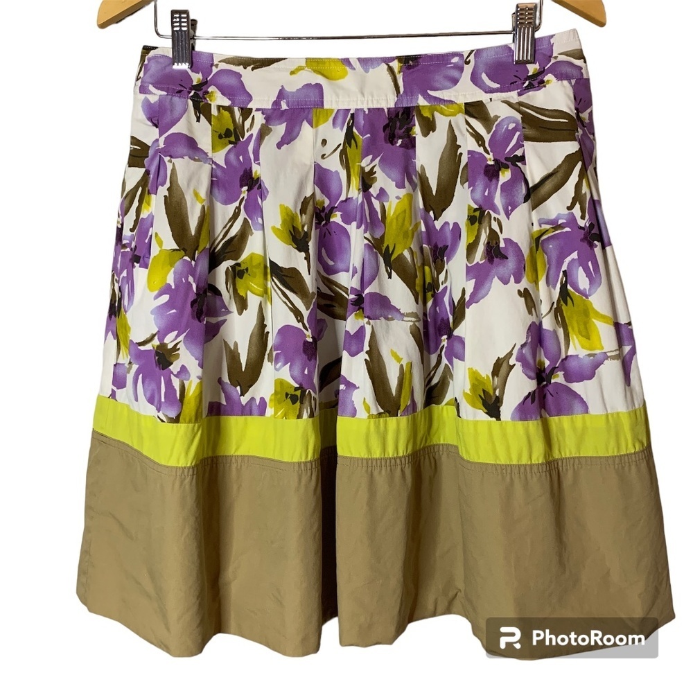 Vintage 100% Cotton Floral JH Collectibles Skirt Size 8 Pleated Beach Cruise